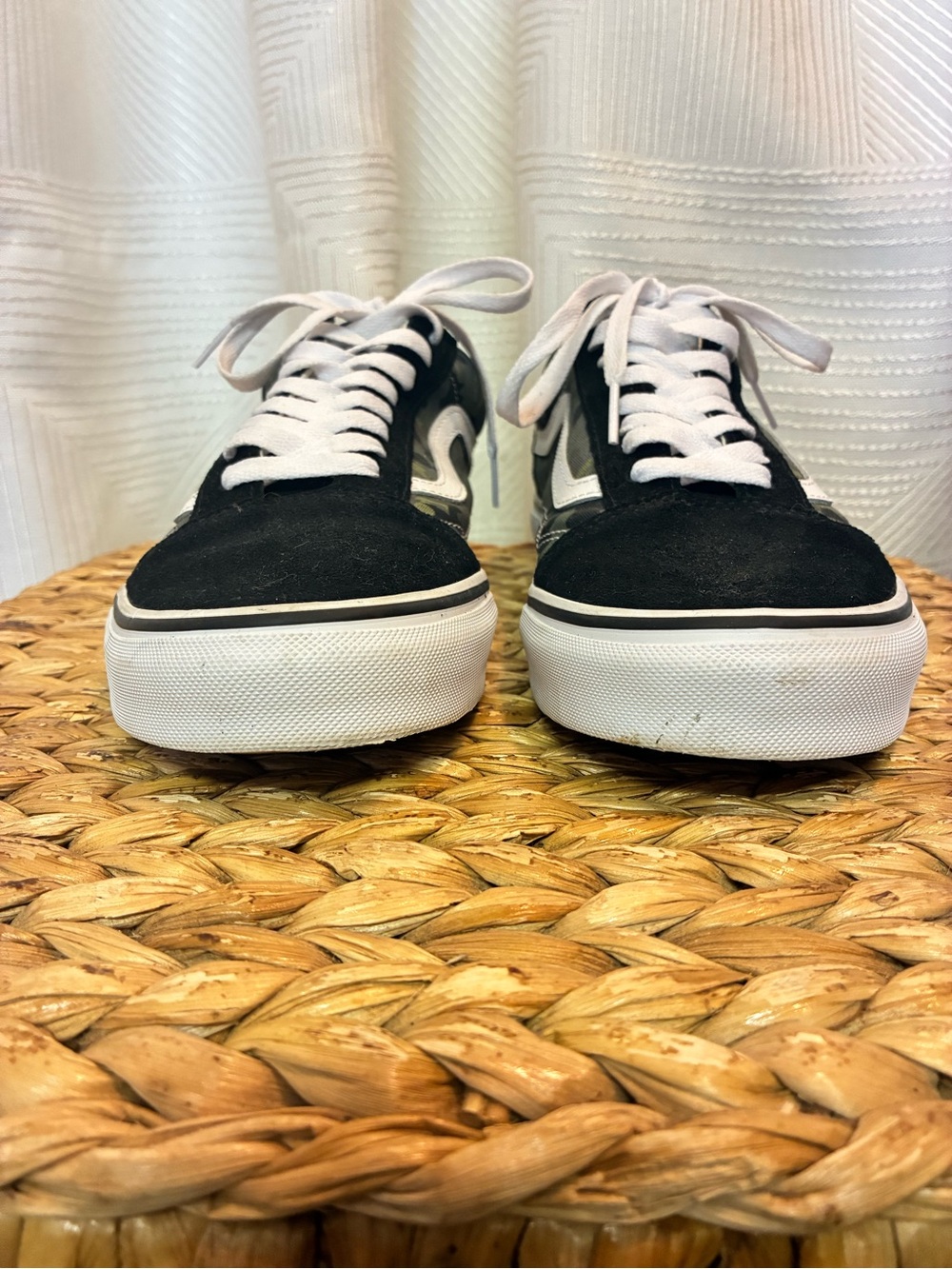 Vans Old Skool Low Top Sneakers - Black & Green Camo Mens Sz 10.5 - Picture 2 of 8